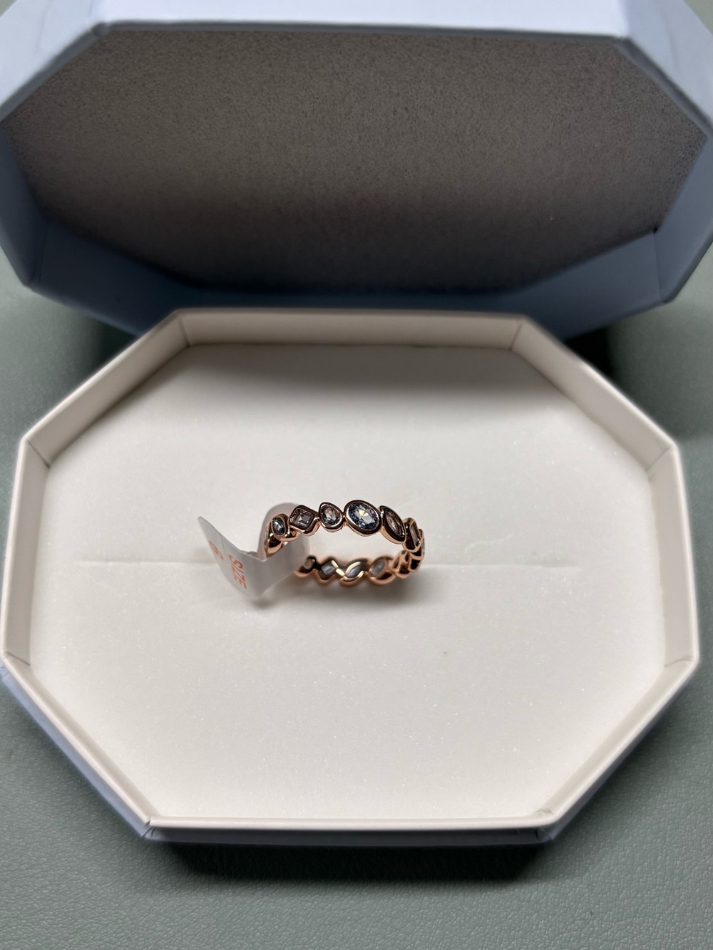Rose Gold Crystal Link Band Ring - Women Jewelry